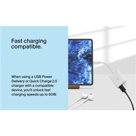 Belkin RockStar 3,5mm adatt.ric. audio e USB-C bianco NPA004btWH