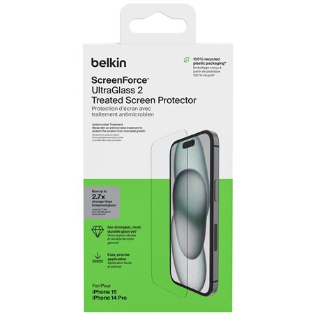 Belkin Screenforce UltraGlass2 antiba.iPhone 16/15/14Pro