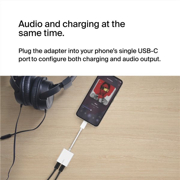 Belkin RockStar USB-C Audio e adatt. ricar, bian. F7U081btWH
