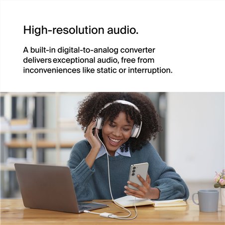 Belkin RockStar USB-C Audio e adatt. ricar, bian. F7U081btWH