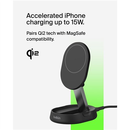 Belkin BOOST Charge Pro Qi2 15W staz. ric. mag. nero WIA008btBK