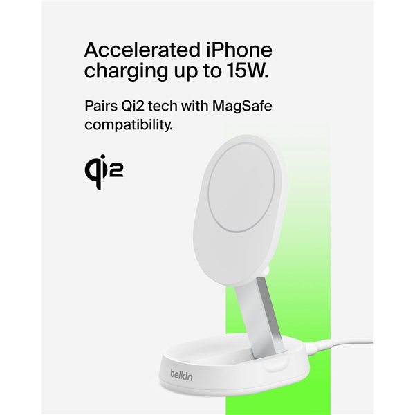 Belkin BOOST Charge Pro Qi2 15W staz. ric. mag. bian. WIA008btWH