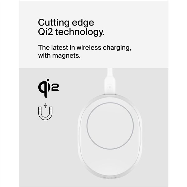 Belkin BOOST Charge Pro Qi2 15W staz. ric. mag. bian. WIA008btWH