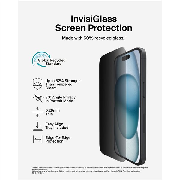 Belkin ScreenForce InvisiGlassAM Privacy 16/15Plus 14 ProMax
