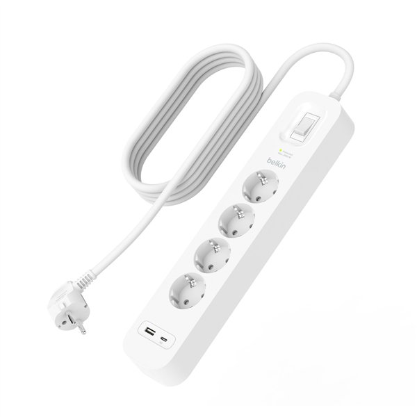 Belkin presa multipla 4 prese USB-A+C,525J,18W,2m SRB001vf2MV2