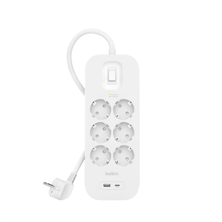 Belkin presa multipla 6 prese USB-A+C,650J,18W,2m SRB002vf2MV2