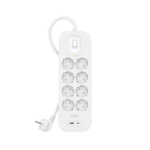 Belkin presa multipla 8 prese + USB-A+C,900J,18W,2m SRB003vf2MV2