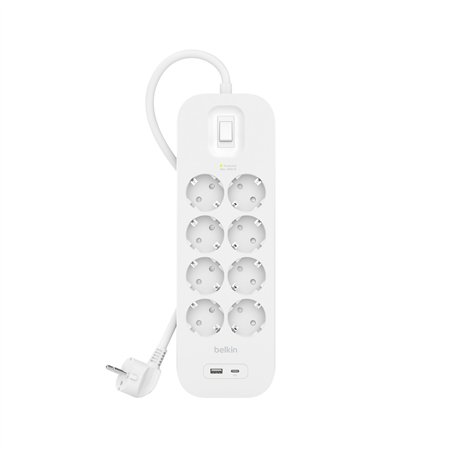 Belkin presa multipla 8 prese + USB-A+C,900J,18W,2m SRB003vf2MV2