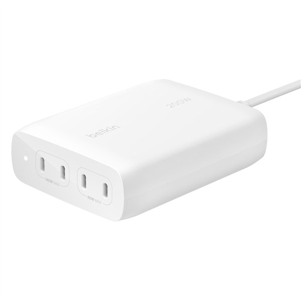 Belkin BOOST Charge PRO 200Watt 4 port.USB-C GaN car. WCH015vfWH