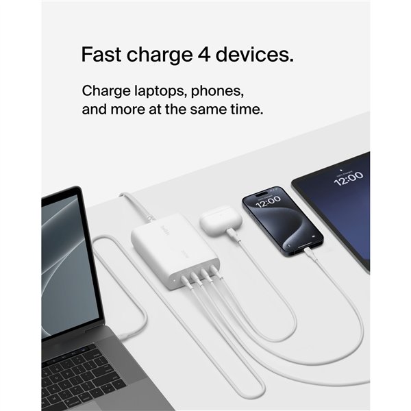 Belkin BOOST Charge PRO 200Watt 4 port.USB-C GaN car. WCH015vfWH