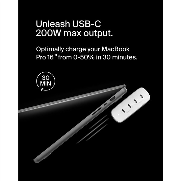 Belkin BOOST Charge PRO 200Watt 4 port.USB-C GaN car. WCH015vfWH