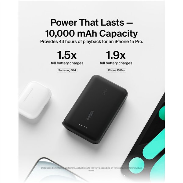 Belkin BOOST powerbank ric. 20W 10.000mAh USB-C nero BPB021hqBK