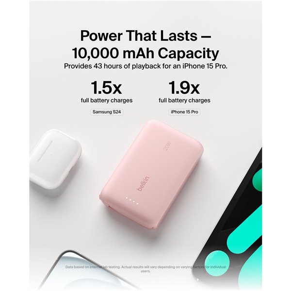 Belkin BOOST powerbank ric. 20W 10.000mAh USB-C rosa  BPB021hqPK