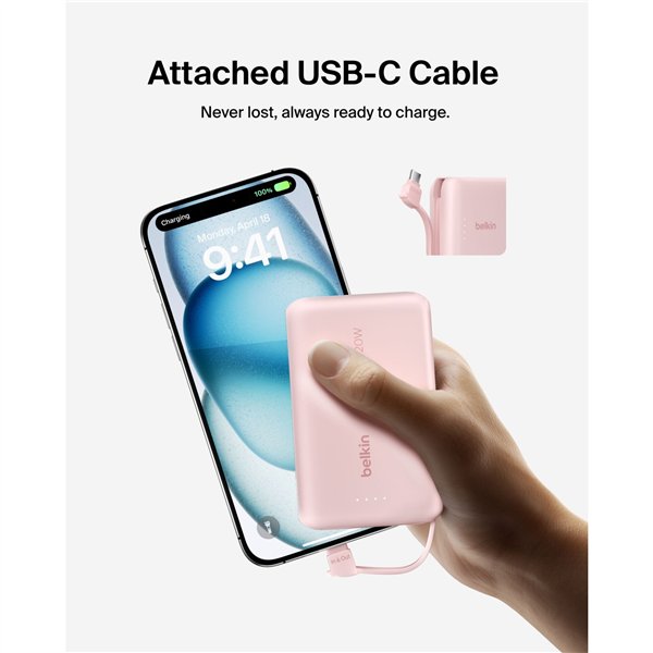 Belkin BOOST powerbank ric. 20W 10.000mAh USB-C rosa  BPB021hqPK