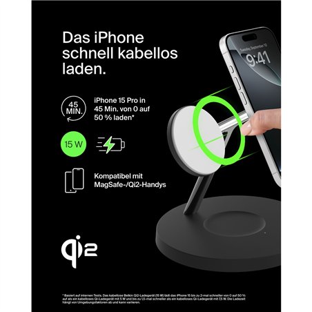 Belkin BOOST CHARGE PRO Qi2 3in1 staz.ric.magn.15W sw. WIZ032kqBK