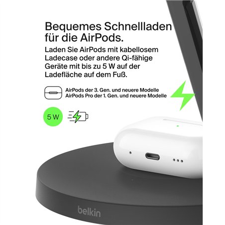 Belkin BOOST CHARGE PRO Qi2 3in1 staz.ric.magn.15W sw. WIZ032kqBK