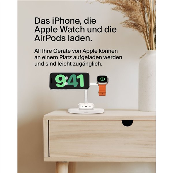 Belkin BOOST CHARGE PRO Qi2 3in1 staz.ric.mag. 15W bi. WIZ032kqWH