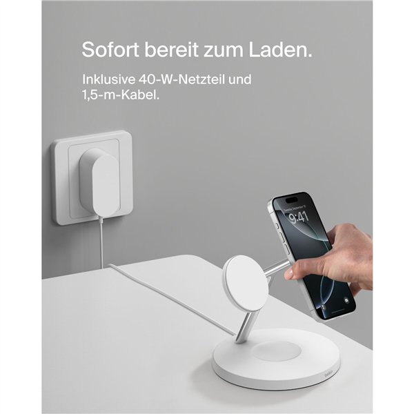 Belkin BOOST CHARGE PRO Qi2 3in1 staz.ric.mag. 15W bi. WIZ032kqWH