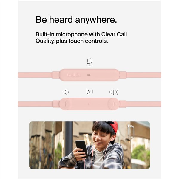 Belkin Rockstar In Ear cuffia cavo, USB-C, rosa G3H0002hqPKV2