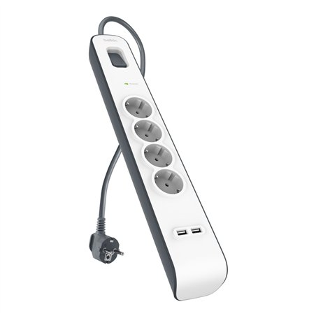 Belkin presa multipla 4 prese + 2xUSB-A, 2m cavo BSV401vf2M-V2