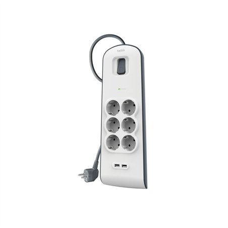 Belkin presa multipla 6 prese + 2xUSB-A, 2m cavo BSV604vf2M-V2