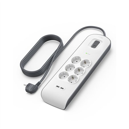 Belkin presa multipla 6 prese + 2xUSB-A, 2m cavo BSV604vf2M-V2