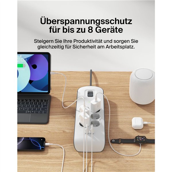 Belkin presa multipla 6 prese + 2xUSB-A, 2m cavo BSV604vf2M-V2