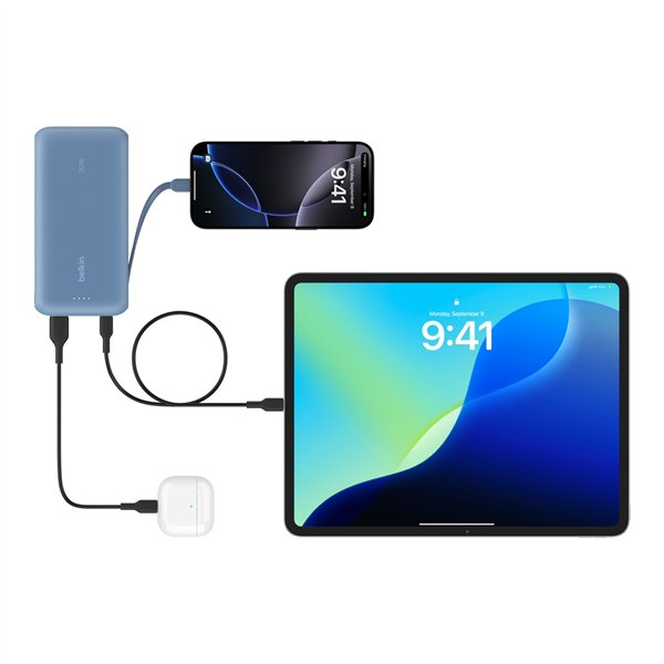 Belkin Powerbank 20.000mAh blu 30W integr.USB-C Kab. BPB024hqBL