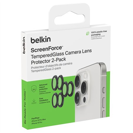 1x2 Belkin protez. lenti fotoc. TempGlass iPhone 15Pro/15ProMax