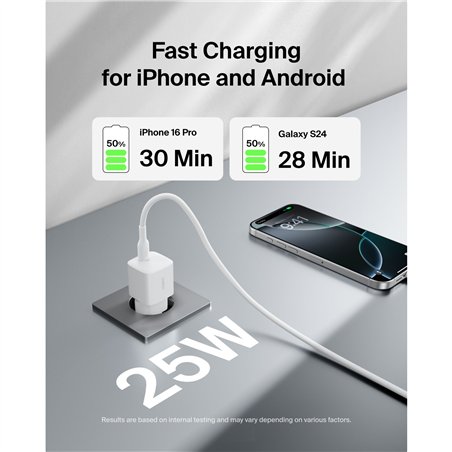 Belkin BOOST Charge 25W USB-C caricabatt. PD bian. WCA012kqWH