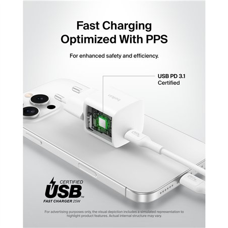 Belkin BOOST Charge 25W USB-C caricabatt. PD bian. WCA012kqWH