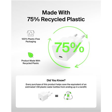 Belkin BOOST Charge 25W USB-C caricabatt. PD bian. WCA012kqWH