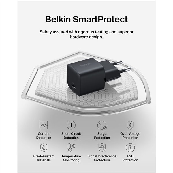 Belkin BOOST Charge 25W USB-C ne Lad.PD/PPS 1m K. WCA012kq1MBK-B6