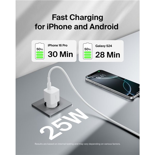 Belkin BOOST Charge 25W USB-C bi Lad.PD/PPS 1m K. WCA012kq1MWH-B6