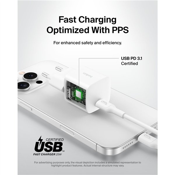 Belkin BOOST Charge 25W USB-C bi Lad.PD/PPS 1m K. WCA012kq1MWH-B6