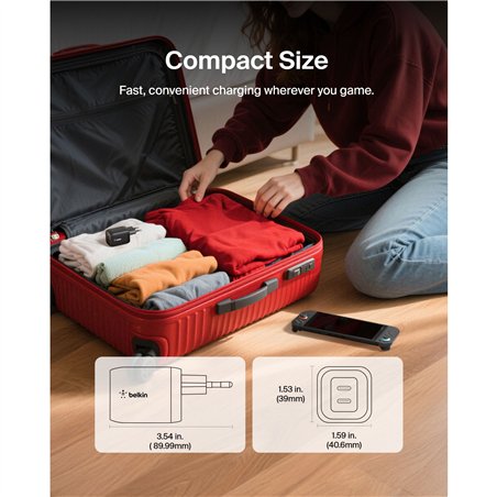 Belkin Gaming USB-C caricatore 65 Watt, GaN nero ENA007kqBK