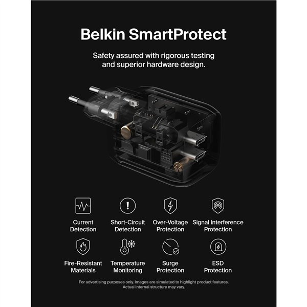 Belkin Gaming USB-C caricatore 65 Watt, GaN nero ENA007kqBK