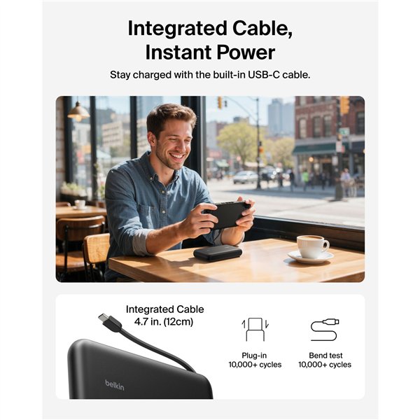 Belkin Gaming Powerbank 20000mAh 30w integr.USB-C cavo ENA013hqBK