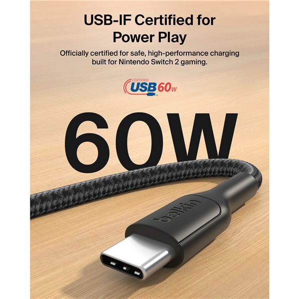 Belkin USB-C/USB-C Gaming Cable braded 2m Switch 2  ENA008hq2MBK