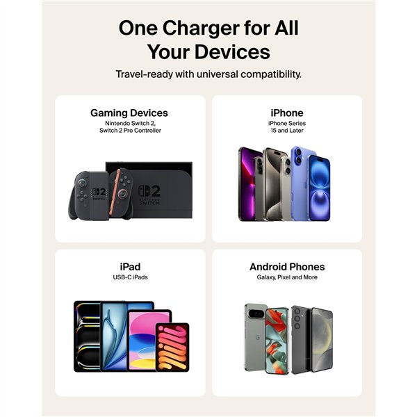 Belkin USB-C/USB-C Gaming Cable braded 2m Switch 2  ENA008hq2MBK