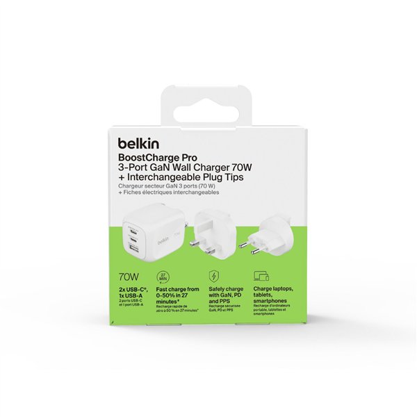 Belkin BOOST Charge 70W caricat. 2xUSB-C PD 1xUSB-A ws.WCH018hqWH