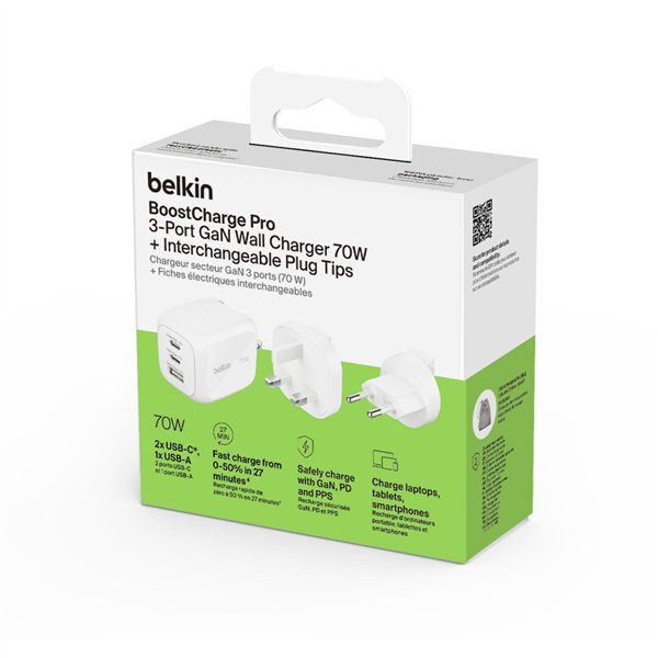 Belkin BOOST Charge 70W caricat. 2xUSB-C PD 1xUSB-A ws.WCH018hqWH
