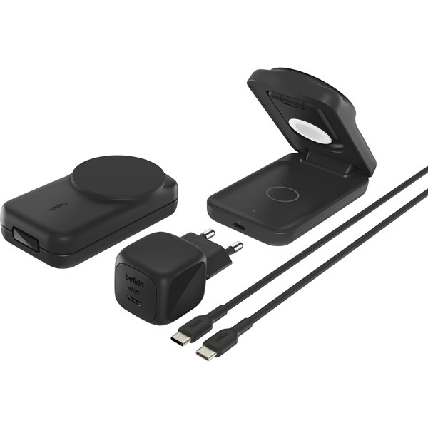 Belkin UltraCharge 25W Qi2 magn. 3-in-1 Lad.klappb.sw. WIZ036kqBK
