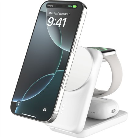 Belkin UltraCharge 25W Qi2 magn. 3-in-1 Lad.klappb.ws. WIZ036kqWH