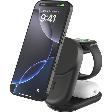 Belkin UltraCharge 25W Qi2 magn. 3-in-1 Lad.klappb.sw. WIZ037kqBK