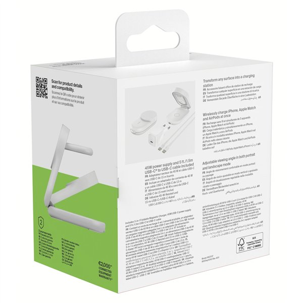 Belkin UltraCharge 25W Qi2 magn. 3-in-1 Lad.klappb.ws. WIZ037kqWH