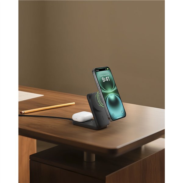 Belkin UltraCharge 25W Qi2 magn. 2-in-1 Lad.klappb.sw. WIZ038kqBK
