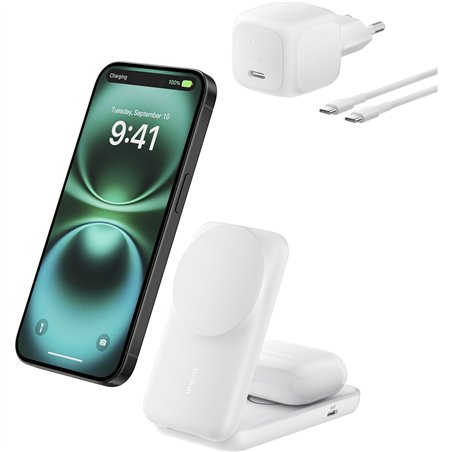 Belkin UltraCharge 25W Qi2 magn. 2-in-1 Lad.klappb.ws. WIZ038kqWH