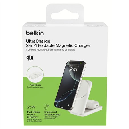 Belkin UltraCharge 25W Qi2 magn. 2-in-1 Lad.klappb.ws. WIZ038kqWH