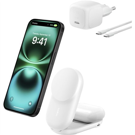 Belkin UltraCharge 25W Qi2 magn. 2-in-1 Lad.klappb.ws. WIZ039kqWH